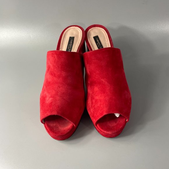 Alberto Zago Milano Red Suede Slide-on Sandals, Size 38 - Picture 4 of 12